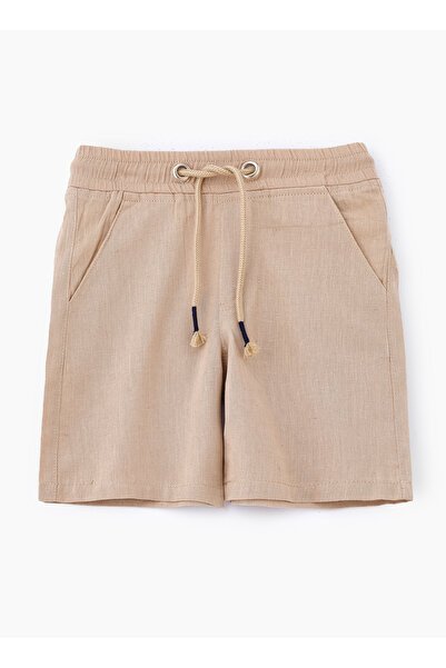 Basicxx Classic Cotton Drawstring Shorts for Boys - Beige