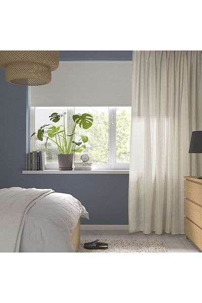 IKEA STENFRÖ Sheer Curtain, 1 piece, Beige/with Heading Tape, 300 x 300 cm