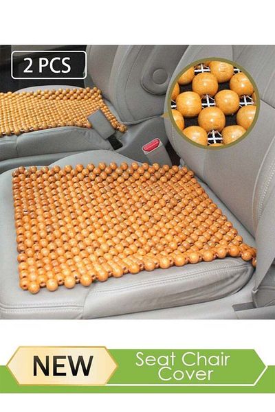 Generic 2 PCS Car Seat Cushion Pad Set, Office Chair Seat Cushion, Wooden Bead Seat Chair Cover Set