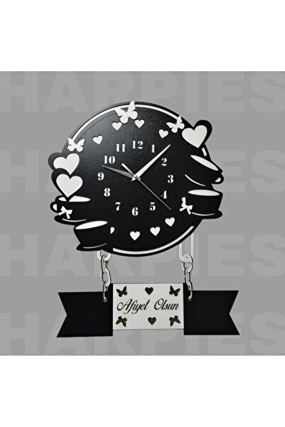 HARPİES Ahşap | Mutfak Duvar Saati | Kişiselleştirilebilir | Sa7031