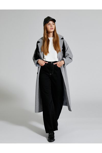 Koton Extra Wide Leg Denim Trousers Gabardine Fabric High Waist - Bianca Jeans