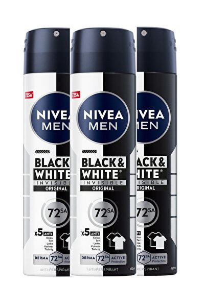 NIVEA Men Invisible Black & White 150 ml Deodorant X 3