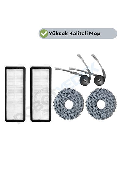 robotyedek Roborock Qrevo Curv Qrevo C Compatible Hepa Filter Side Brush Mop-6 Pieces