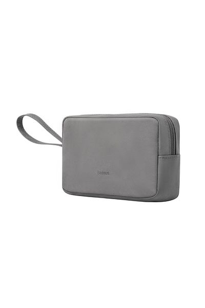 Baseus Pu Leather Dark Gray Organizer Bag Zipper Storage Case For Iphone 15 14 Pro Max