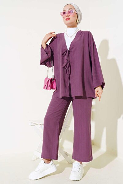 YILMAZBARMAZ γυναικείο λινό κορδόνι διπλό κοστούμι