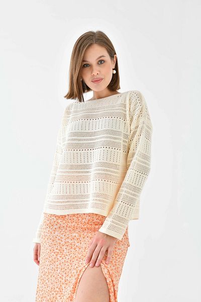 Park Karon Pulover de tricotaj supradimensionat cu gât barcă - Detaliu tricot
