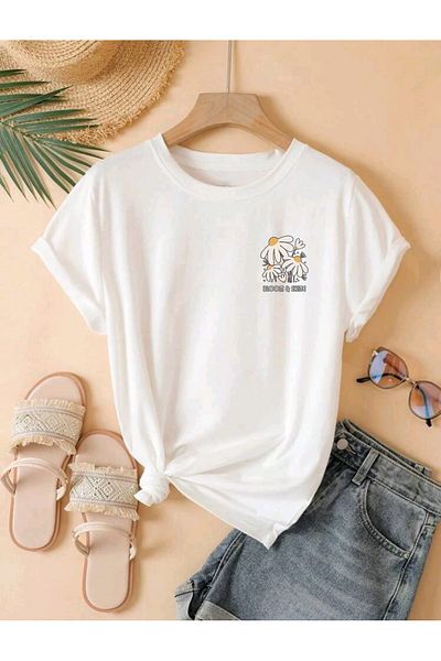 FAVORİST Bloom Shine Printed Unisex Summer Cotton Short Sleeve Tshirt