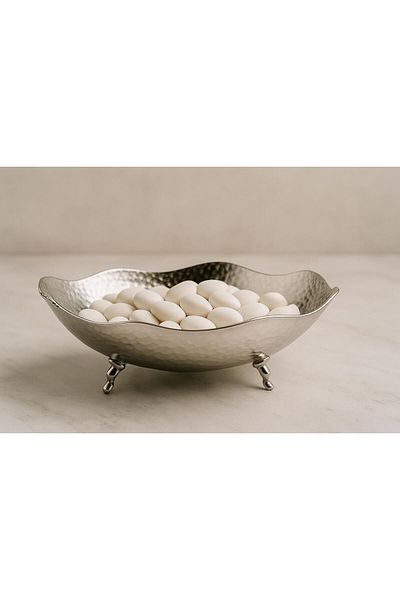ANTEPSEPETİ Copper Silver Plated Wavy Gondol (29cm)