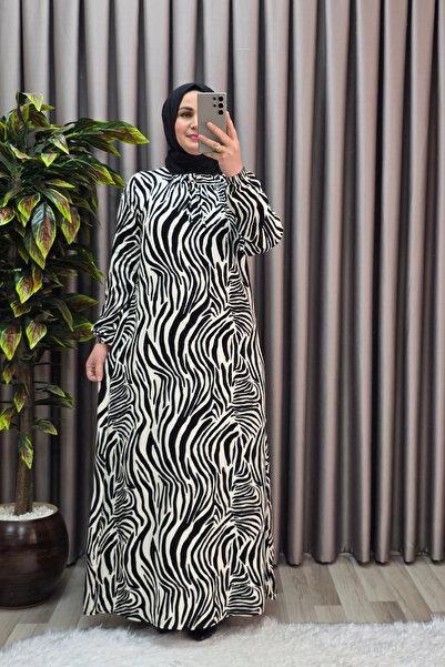Elmas Tesettür Îmbrăcăminte pentru femei Hidžab Rochie cu model zebră de mări...