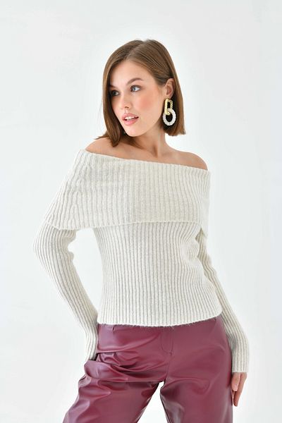 Park Karon Pulover de damă cu guler Madonna slim tricot