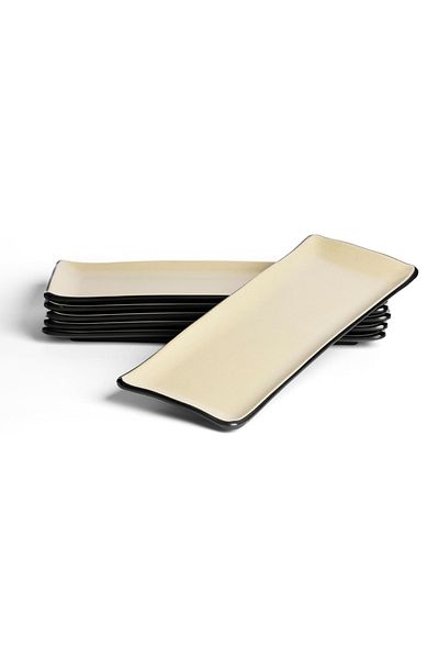 mastergold 6 Piece Melamine Rectangular Serving Plates (29.5 * 12.5cm) | for Appetizer, Seafood & Salad Plates