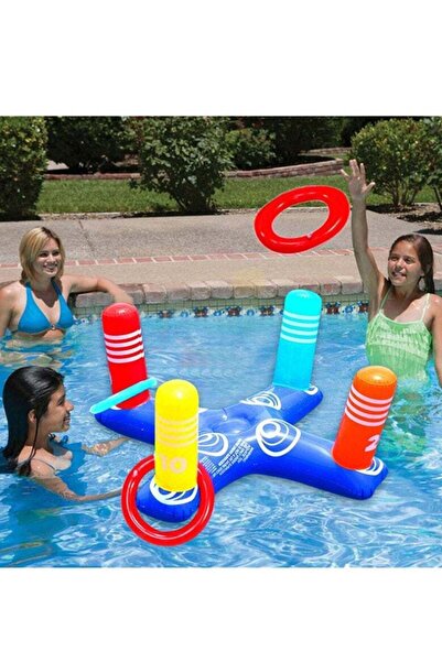 Yelajoy لعبة مائية قابلة للنفخ، لعبة رمي في المسبح، مع 4 حلقات، 82*82*40 سم، مناسبة للمسابح والأنشطة الخارجية