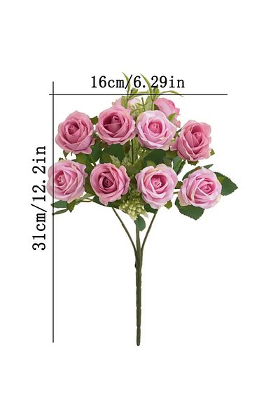 Choice Sand Red 10 Heads Rose Bouquet Artificial Flowers Western Rose Wedding Decoration 6 Colors Peonies F