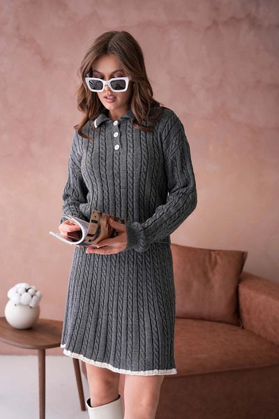 Park Karon Women's Polo Neck Knit Detail Skirted Double Knitwear Set