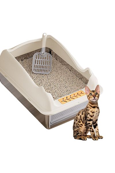 KidLe Stainless Steel Cat Litter Box Metal Cat Litter Box