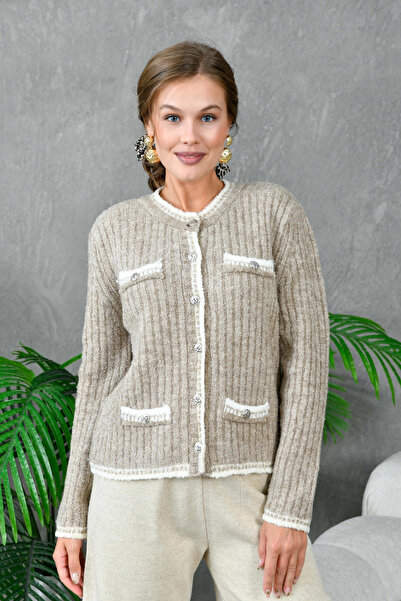 Park Karon Kadın Düğme Detay Cepli Triko Hırka