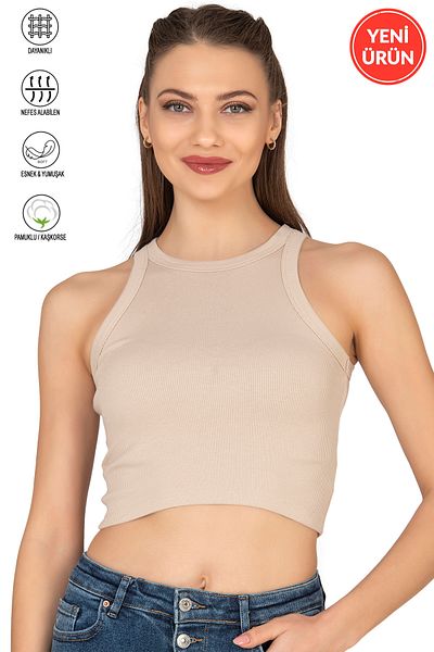 ÖZKAN underwear Ребрена яка с халтер, еластичен и къс потник Wise Positive
