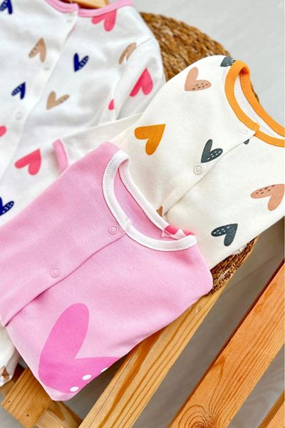DEFNE LİNA BABY Baby Girl Outfit 3-Piece Seasonal Jumpsuit with Booties Newborn 0-3-6-9 Months Colorful