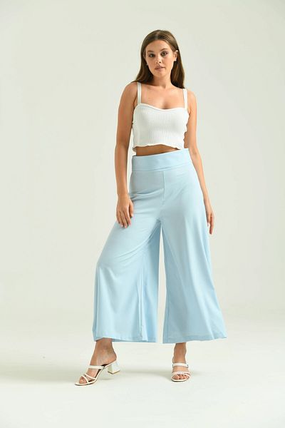 Park Karon Pantaloni de damă Baby Blue cu talie înaltă