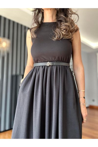 Atelier Derin Rochie fără mâneci cu buzunare din bumbac cu nervuri