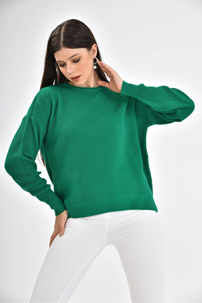 Park Karon Long Slit Crew Neck Seasonal Knitwear Sweater