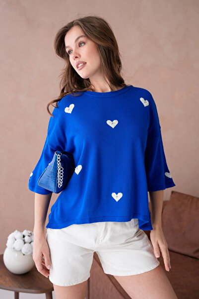 Park Karon Жіночий трикотажний светр з коміром-стійкою та каменем на комірі