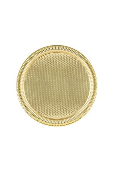 FARİKA صينية معدنية مصبوبة 35 سم، تتسع لـ 6 أشخاص (ذهبية)