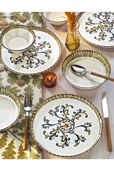 Kitchen Life Baroque Spring 18 Piece 6 Person Porcelain Dinner Set