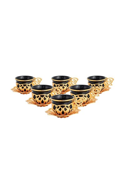 FARİKA 6-person Sultan Black Coffee Set (GOLD) (Made in Turkey)