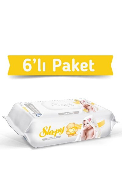 Sleepy Islak Havlu 90 Yaprak 6'lı Set Sensitive Plastik Kapaklı