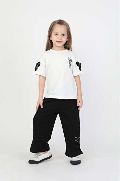 cgboutiquestylekids Cg Kids Bow Detailed Flared Leg Bow Embroidered Embroider...