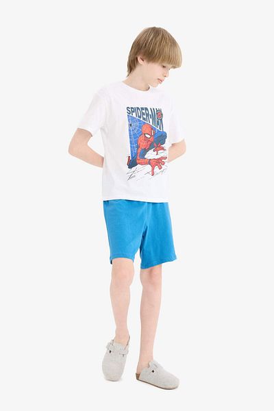 DeFacto Boy's Marvel Spiderman Pajama Set Short Sleeve Top Shorts E0343A825Sm