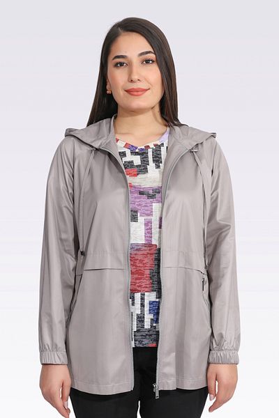 TOLGA SARAÇOĞLU 60128 Gray Thin Fabric Unlined Hooded Coat
