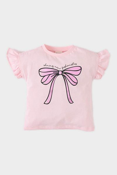 DeFacto Baby Girl Crew Neck Printed Short Sleeve T-Shirt E8385A525Sm