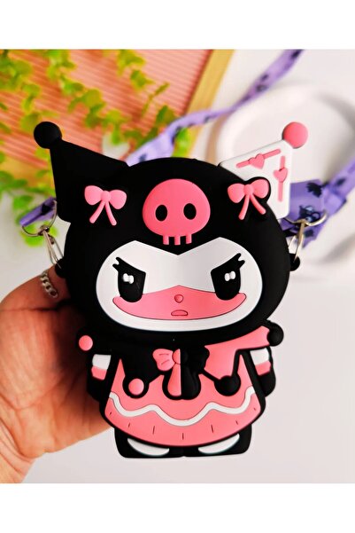 Daily Bazaar Kız Çocuk Kuromi Figürlü Mini Silikon Çanta Omuz Askılı ( Ayarla...