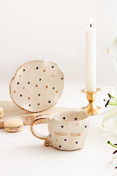 SİNEM YAMAN HOME Daddy Cool Ceramic Mug / Handmade Ceramic Double Mug