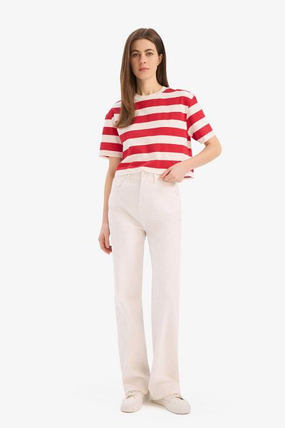 DeFacto Boxy Fit Crew Neck Basic Plain Combed Cotton Short Sleeve T-Shirt C6198Ax25Sm