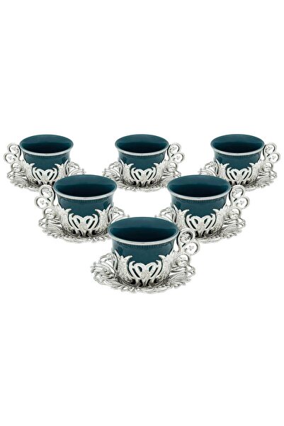 FARİKA طقم قهوة أخضر توليب لستة أشخاص (أبيض) (صنع في تركيا)