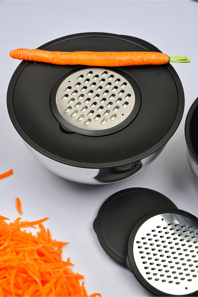 FARİKA 9 Piece Stainless Steel Mixing Bowl With Grater