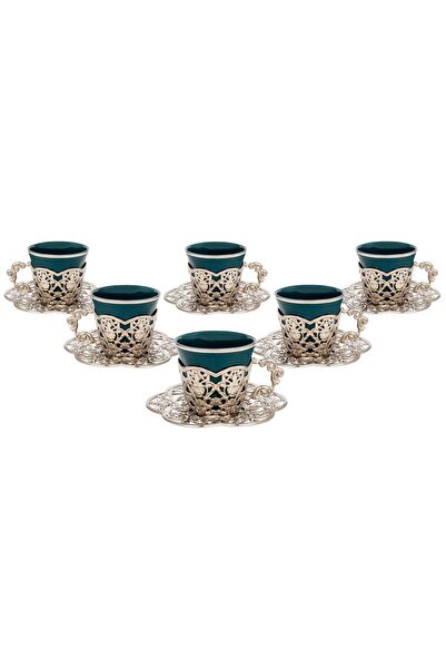 FARİKA طقم قهوة دورو الأخضر لستة أشخاص (أبيض) (صنع في تركيا)