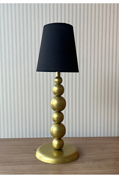 gaziantepavize Pırıl Gold Kasa Pilli Abajur Siyah Şapka Aplik Lambader Aydınlatma - Özel Tasarım Lamba Dahildir.