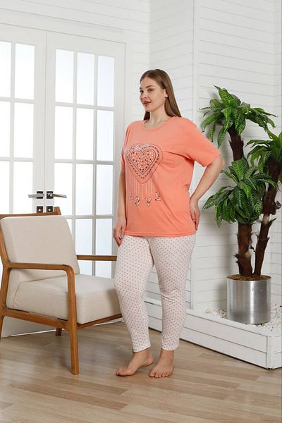 SEBOTEKS Women's 100% Cotton Short-Sleeve Plus Size Pajamas Set 8000