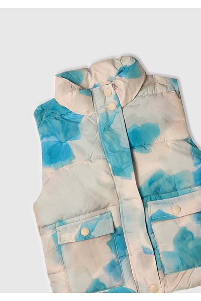United Colors of Benetton Girl's Blue Mix All Patterned Vest with Logo Label