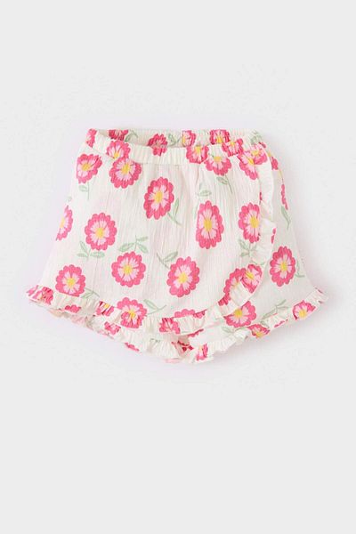 DeFacto Baby Girl 2 Piece Set Short Sleeve T-Shirt Elastic Waist Floral Shorts E8387A525Sm