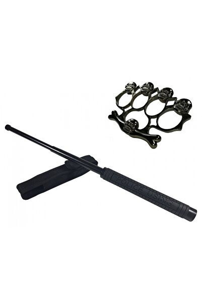 Depox Sada policejních teleskopických obušků, 49 cm a krabička, černá rozeta ...