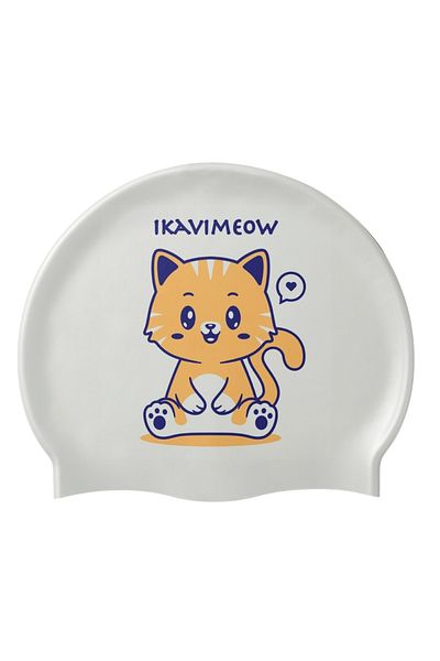 İKAVİ İkavimeow Printed Silicone Swimming Cap
