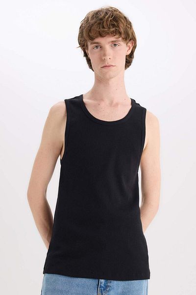 DeFacto 100% βαμβακερή εφαρμογή Slim Fit Crew Neck Ribbed Undershirt E0446ax25sm