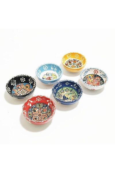 Otogar Çini 6-Piece Tile Motif Ceramic Bowl 8 cm Diameter