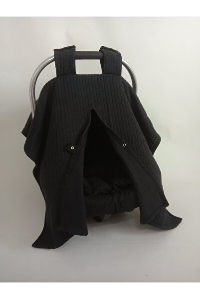 Wenaris SİYAH % 100 pamuk örgü pike Puset Örtüsü VE puset minderi ( puset çar...