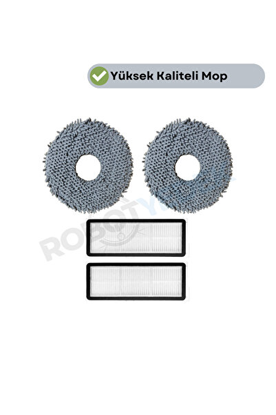 robotyedek Mop compatibil Roborock Qrevo Curv Qrevo C și filtru Hepa - 4 bucăți